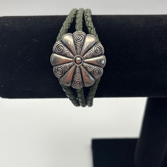 Jewelry - Silver Floral Charm Olive Wrap Bracelet